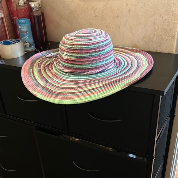 Ilse Jacobsen Pink and Green Sun Hat with Wide Brim - Picture 1 of 1